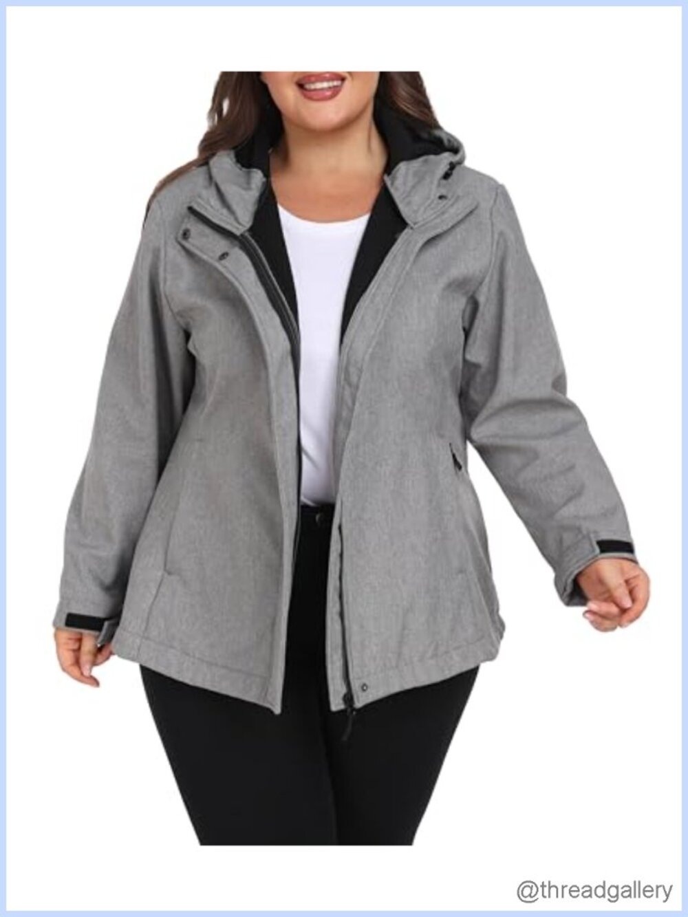 Women's Plus Size Softshell Jacket Hooded Fleece Lined Windbreaker
